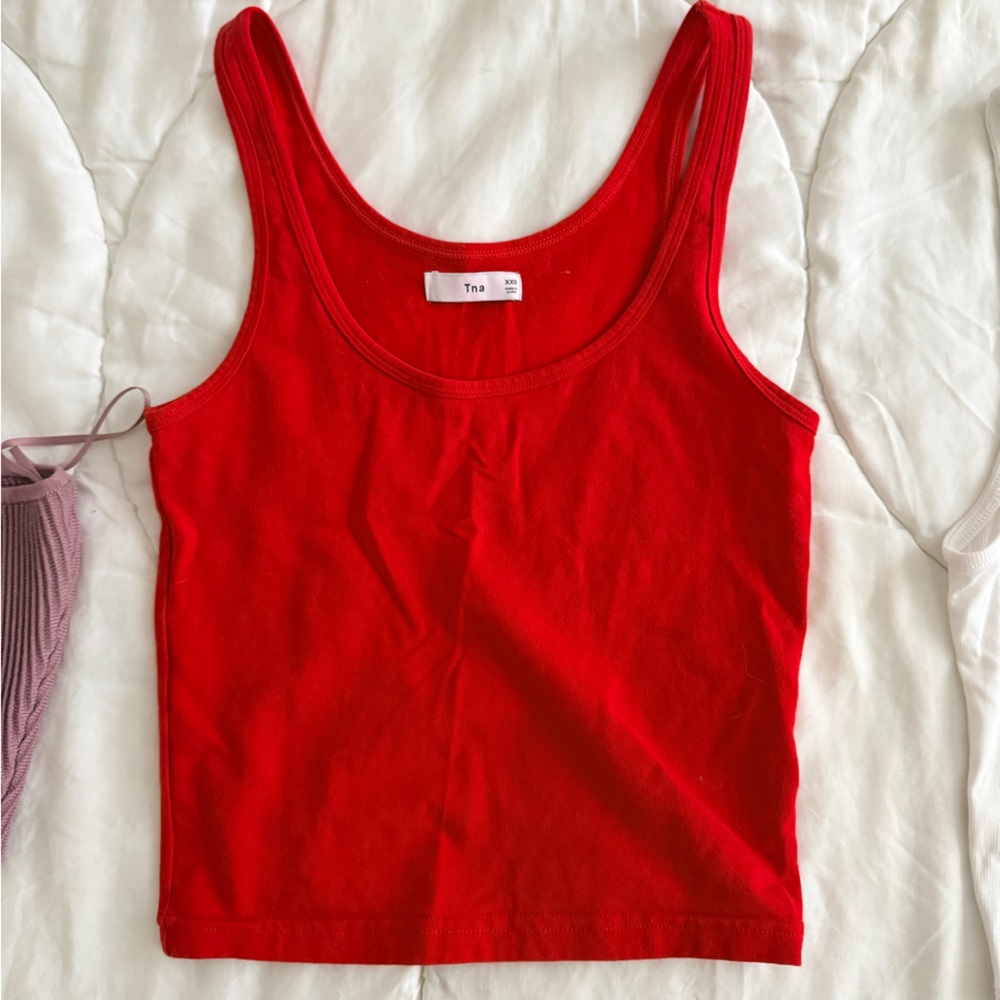 Aritzia TNA Red Cropped Tank Top XXS